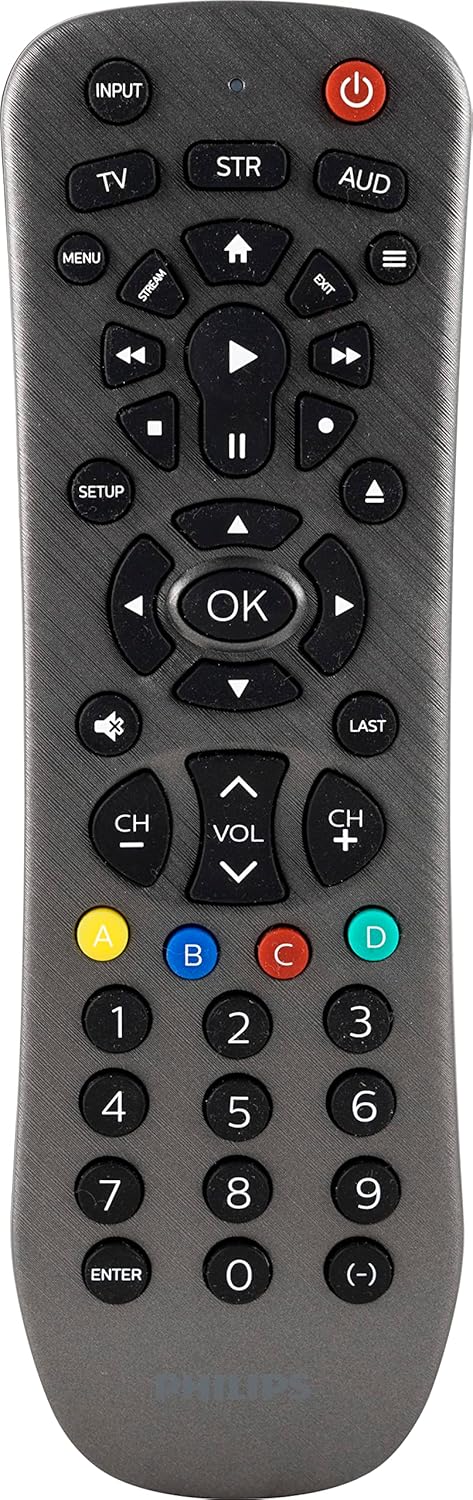 Philips Universal Remote Control Replacement for Samsung, Vizio, LG, Sony, Sharp, Roku, Apple TV, RCA, Panasonic, Smart TVs, Streaming Players, Blu-ray, DVD, Simple Setup, 3 Device, Black, SRP9232D/27