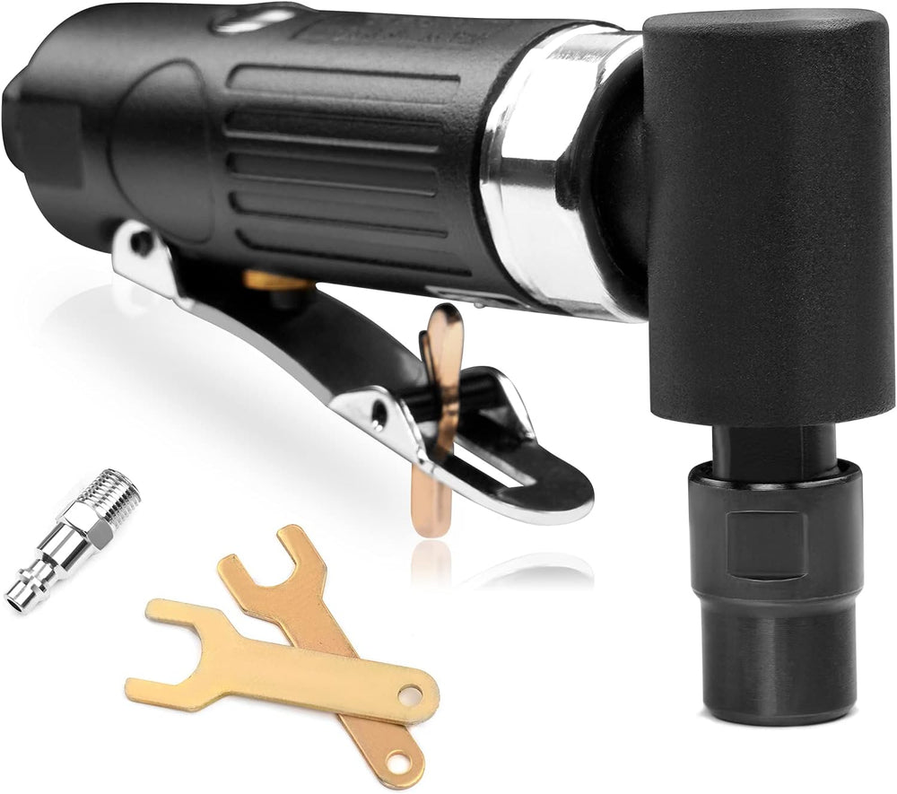 YON.SOU. Air Die Grinder - 1/4", Right Angle, 20,000 RPM, Pneumatic Power, Safety Lock, 90 Degree, Mini, Angle Die Grinder for Grinding, Polishing, Cutting and More