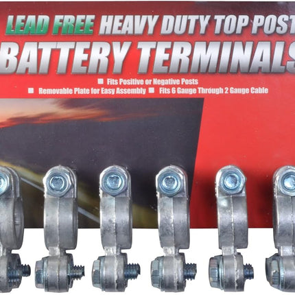 Road Power 903-10 Top Post Battery Terminal; 10-Pack; Chrome; 6 and 12-Vol