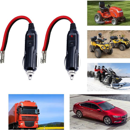 KUNCAN Replacement Cigarette Lighter Plug - 12 Volt Male Cigar Plug with Leads Car Adapter Dc Battery Charger Connectors 12V Power Supply for Auto Accessories with LED Lights 15A
