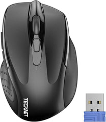 TECKNET Wireless Mouse, 2.4GHz Ergonomic Computer Mouse, Portable Cordless Mice, 5-Level 2400 DPI Mouse for Laptop, 6 Buttons USB Mouse for Chromebook, Ergo Grip, 24 Months Battery - Blue