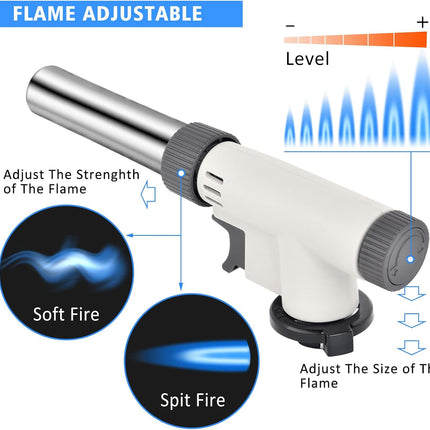 Butane Torch Kitchen Blow Lighter, IEIK 360 Degree Reverse Professional Chef Culinary Torch with Safety Lock andAdjustable Flame for Cooking Crème Brulee Soldering Baking (Butane Gas Not Included)