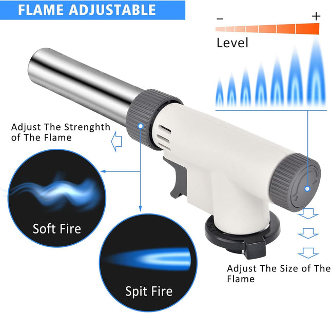 Butane Torch Kitchen Blow Lighter, IEIK 360 Degree Reverse Professional Chef Culinary Torch with Safety Lock andAdjustable Flame for Cooking Crème Brulee Soldering Baking (Butane Gas Not Included)