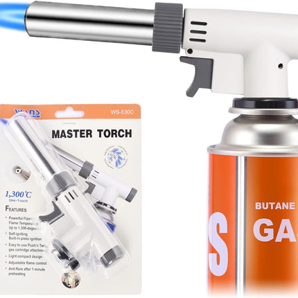 Butane Torch Kitchen Blow Lighter, IEIK 360 Degree Reverse Professional Chef Culinary Torch with Safety Lock andAdjustable Flame for Cooking Crème Brulee Soldering Baking (Butane Gas Not Included)