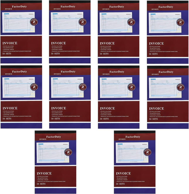 Large Sales Order Book Receipt Invoice Duplicate Carbonless 50 Sets 5.5" X 8"5 (Horizontal)