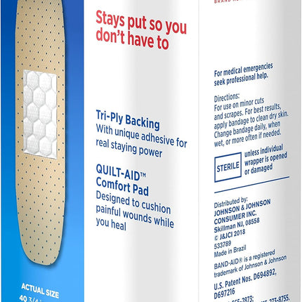 Band-Aid Brand Tru-Stay Sheer Strips Adhesive Bandages for First Aid and Wound Care, All One Size
