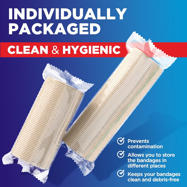 High-Performance Elastic Bandage Wrap - 6pk (2x2", 2x3", 2x4") Strong Self-Closing Compression Bandage Wrap - Foot, Ankle, Wrist, Knee Wrap, Mighty-X