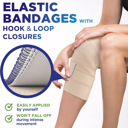 High-Performance Elastic Bandage Wrap - 6pk (2x2", 2x3", 2x4") Strong Self-Closing Compression Bandage Wrap - Foot, Ankle, Wrist, Knee Wrap, Mighty-X