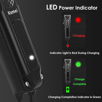 KEMEI Hair Clippers for Men, Professional Barber Clippers for Hair Cutting Cordless&Corded, Rechargeable Beard Trimmer, Gifts for Men