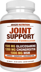 Glucosamine Chondroitin Turmeric Msm Boswellia - Joint Support Supplement for Relief 180 Tablets - Arazo Nutrition