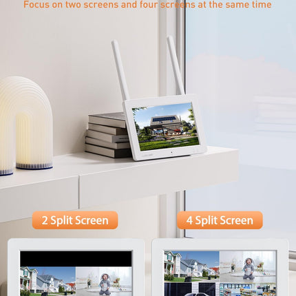 Camcamp Wireless Security Camera System with 7" Touchscreen Monitor & 2PCS 2K Wired Outdoor Security Camera, No WiFi Need, Color Night Vision, 2 Way Audio, Motion Detection, 32GB SD Card Included