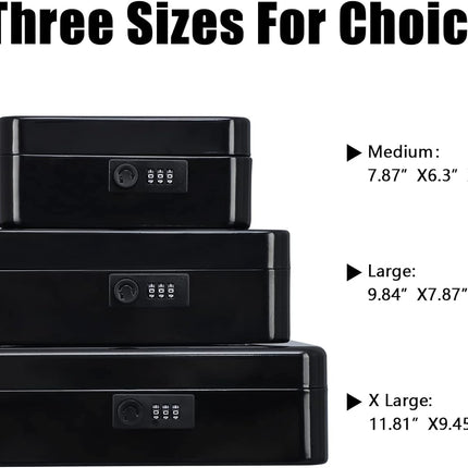 KYODOLED Medium Metal Cash Box with Combination Lock Safe and Money Tray for Security 7.87"x 6.30"x 3.54" Black