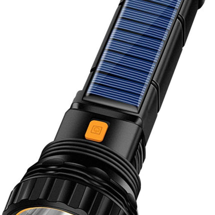 E-SHIDAI Solar/Rechargeable Multi Function 1000 Lumens LED Flashlight, with Emergency Strobe Light and 1200 Mah Battery, Emergency Power Supply and USB Charging Cable, Fast Charging (1PC)