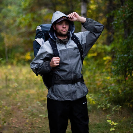Piscifun Rain Suit, Lightweight Soft Rainwear, Waterproof Breathable 2 Pieces Rain Gear, Smooth Polyester Grey XX