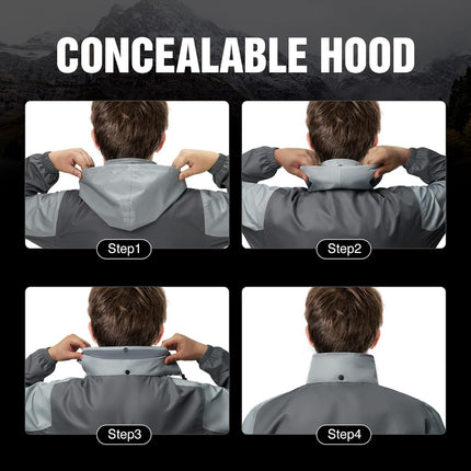 Piscifun Rain Suit, Lightweight Soft Rainwear, Waterproof Breathable 2 Pieces Rain Gear, Smooth Polyester Grey XX