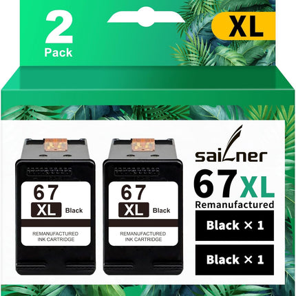 SALLNER 67XL Black Ink Cartridge Remanufactured Replacement for HP Ink 67 67XL Black Ink Cartridge 67XXL use with for HP DeskJet 4155e Ink Cartridges 2755e 4155 2700 Envy 6055 6000 Printer 67XL