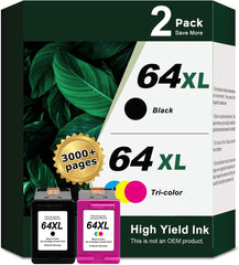 Ankink Remanufactured Ink Cartridge Replacement for HP 64XL 64 Ink XL hp64 hp64xl (Black Color 2-Pack) Work with 7858 7855 7120 7155 7158 7164 6255 6252 6232 Envy Inspire 7955e Tango X Printer