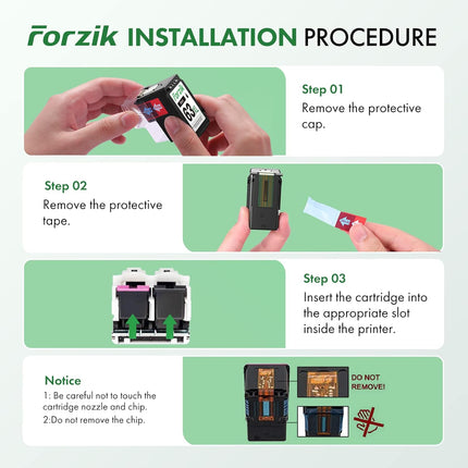 Forzik Remanufactured Ink Cartridges Replacement for HP Ink 63 63XL Works with DeskJet 1110 2130 3630 Envy 4510 4520 OfficeJet 3830 4650 5220 Printer(1Black,1Color,2 Pack)