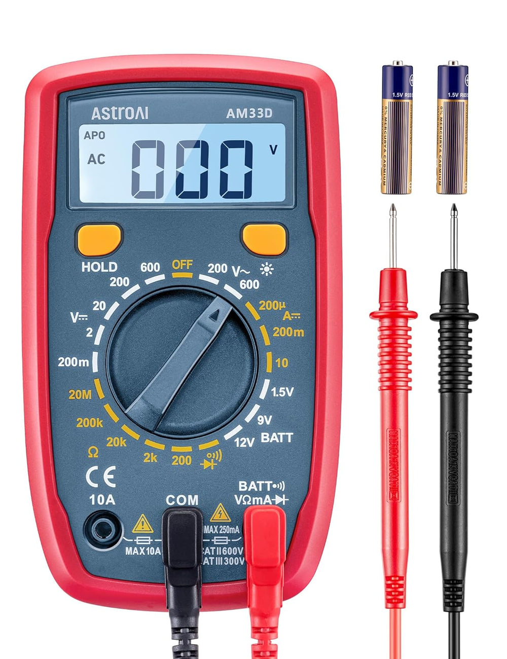 AstroAI Multimeter Tester 2000 Counts Digital Multimeter with DC AC Voltmeter and Ohm Volt Amp Meter ; Measures Voltage, Current, Resistance; Tests Live Wire, Continuity