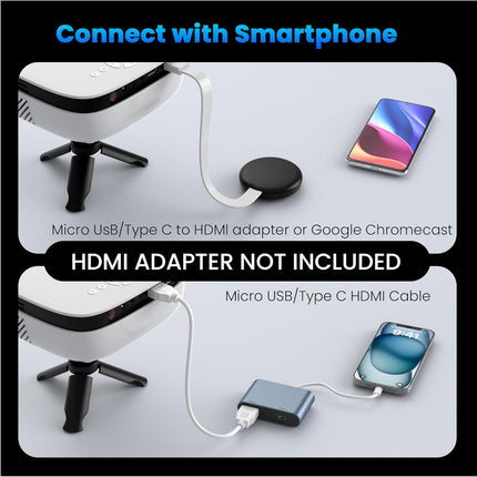 Outdoor Projector, Mini Projector for Home Theater, 1080P and 240" Supported Movie Projector 7500 L Portable Home Video Projector Compatible with Smartphone/TV Stick/PS4/PC/Laptop