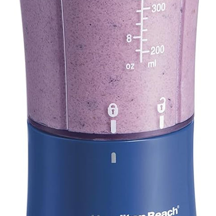 Hamilton Beach Portable Blender for Shakes and Smoothies with 14 Oz BPA Free Travel Cup and Lid, Durable Stainless Steel Blades for Powerful Blending Performance, Blue (51132)