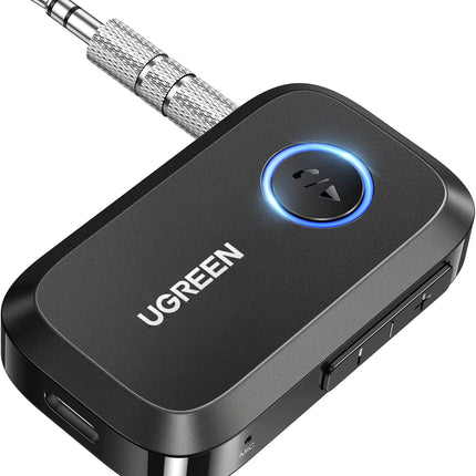 UGREEN 5.3 Aux Bluetooth Adapter for Car, [Greater Connection] Bluetooth Aux Adapter for Car, Bluetooth aux for Wireless Audio Receiver for Home Stereo/Wired Speaker, 15H Battery Life