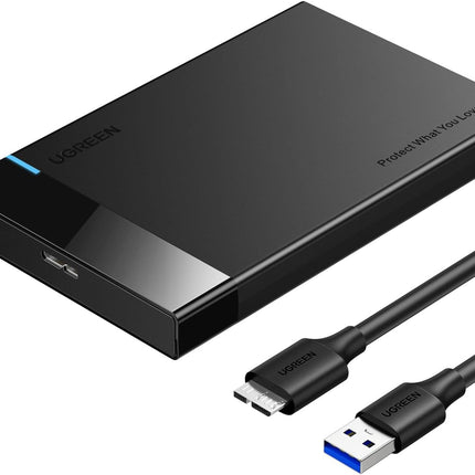 UGREEN 2.5" Hard Drive Enclosure USB 3.0 to SATA III Adapter Supports 2.5 Inch SSD & HDD 9.5mm 7mm External Hard Drive Enclosure with UASP Compatible with WD Seagate Toshiba Samsung Hitachi - Black
