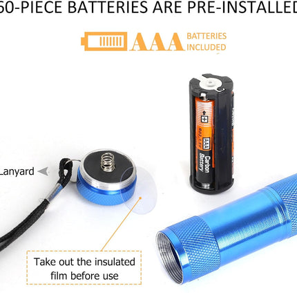 FASTPRO Aluminum 6-LED Flashlights Set with Lanyard and AAA Batteries Included and Pre-Installed