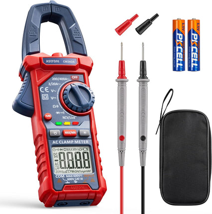 AstroAI Digital Clamp Meter Multimeter 2000 Counts Amp Voltage Tester Auto-ranging with AC/DC Voltage, AC Current, Resistance, Capacitance, Continuity, Live Wire Test, Non-Contact Voltage Detection