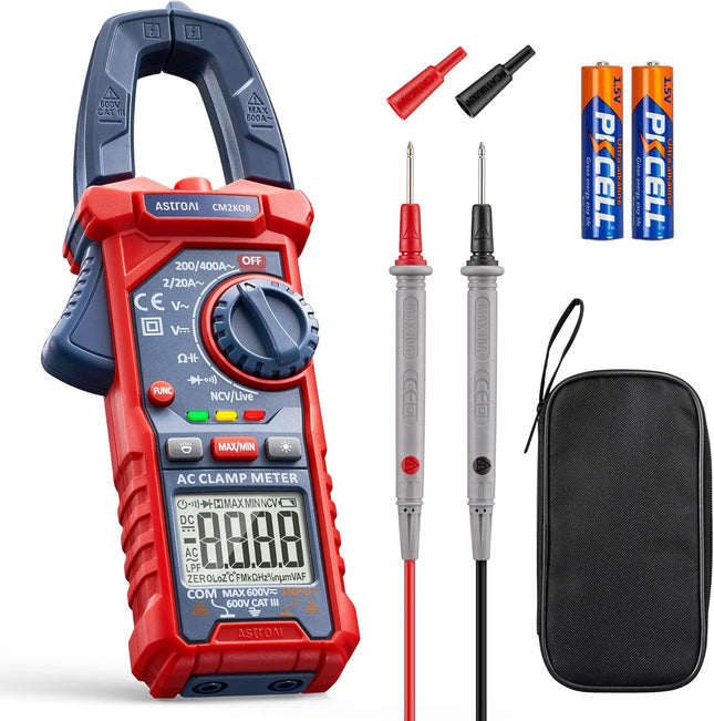 AstroAI Digital Clamp Meter Multimeter 2000 Counts Amp Voltage Tester Auto-ranging with AC/DC Voltage, AC Current, Resistance, Capacitance, Continuity, Live Wire Test, Non-Contact Voltage Detection