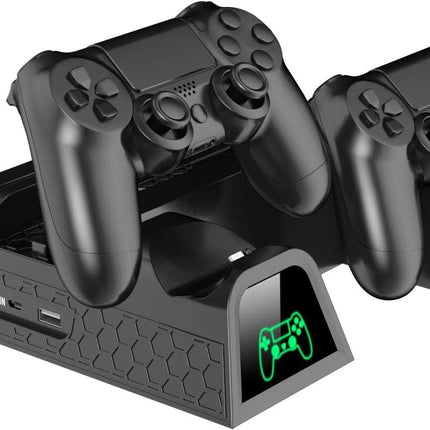 OIVO PS4 Stand Cooling Fan Station for Playstation 4/PS4 Slim/PS4 Pro with Dual Controller EXT Port Charger Dock Station and 12 Game Slots