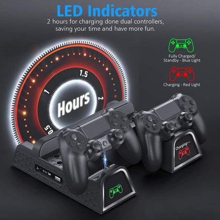 OIVO PS4 Stand Cooling Fan Station for Playstation 4/PS4 Slim/PS4 Pro with Dual Controller EXT Port Charger Dock Station and 12 Game Slots