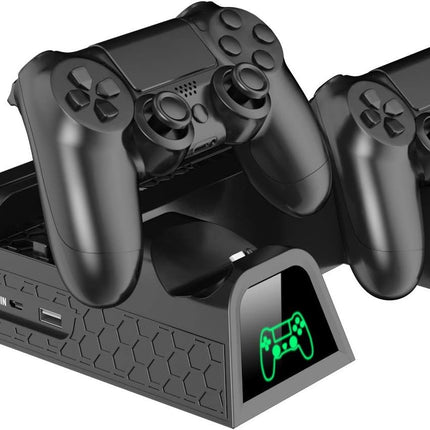 OIVO PS4 Stand Cooling Fan Station for Playstation 4/PS4 Slim/PS4 Pro with Dual Controller EXT Port Charger Dock Station and 12 Game Slots