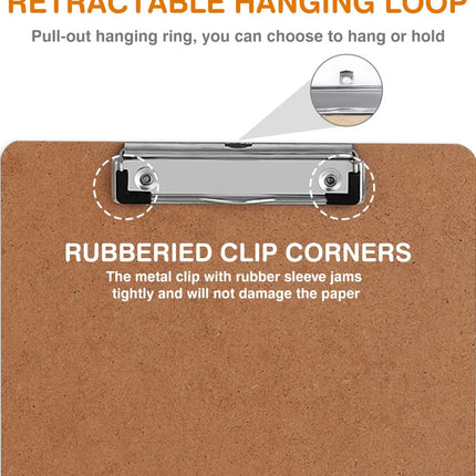 Clipboards, HERKKA Hardboard Office Clipboards Low Profile Clip Standard A4 Letter Size, ECO Friendly