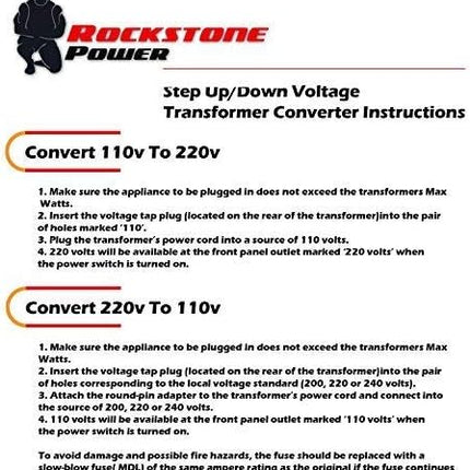 ROCKSTONE POWER 2000 Watt Voltage Converter Transformer - Heavy Duty Step Up/Down AC 110V/120V/220V/240V Power Converter - Circuit Breaker Protection – DC 5V USB Port - CE Certified [3-Year Warranty]
