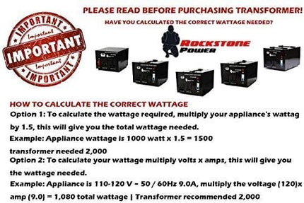 ROCKSTONE POWER 2000 Watt Voltage Converter Transformer - Heavy Duty Step Up/Down AC 110V/120V/220V/240V Power Converter - Circuit Breaker Protection – DC 5V USB Port - CE Certified [3-Year Warranty]