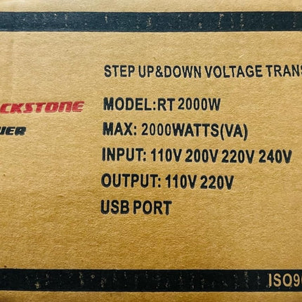 ROCKSTONE POWER 2000 Watt Voltage Converter Transformer - Heavy Duty Step Up/Down AC 110V/120V/220V/240V Power Converter - Circuit Breaker Protection – DC 5V USB Port - CE Certified [3-Year Warranty]