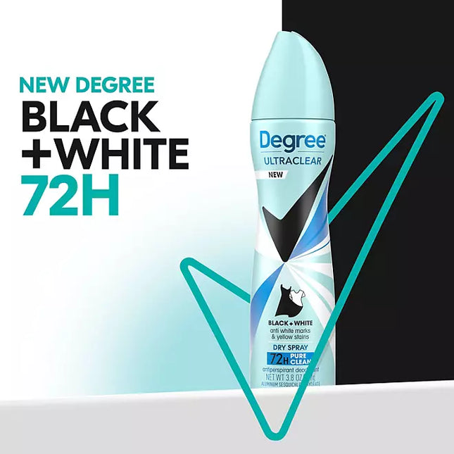 Degree for women black and white dry spray antiperspirant & deodorant, pure clean (3.8oz)