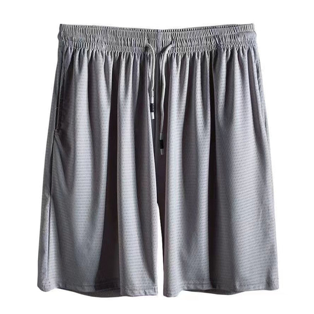 Men Summer Quick-drying Ice Silk Sports Slack Shorts, Light Gray Mesh