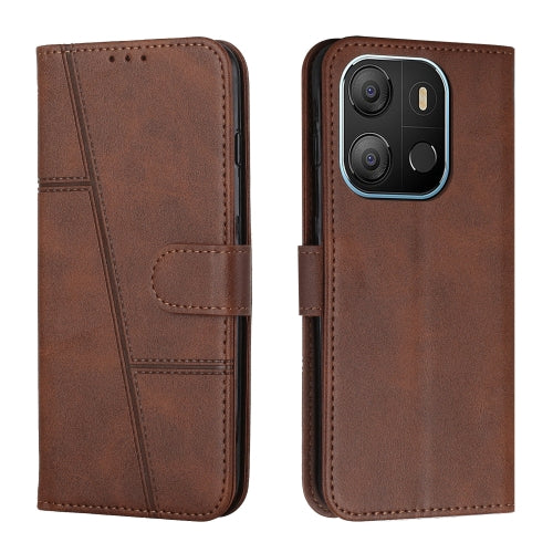 For Tecno Pop 7 Stitching Calf Texture Buckle Leather Phone Case