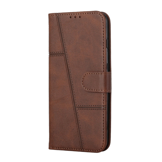 For Samsung Galaxy A03 Core Stitching Calf Texture Buckle Leather Phone Case(Brown)