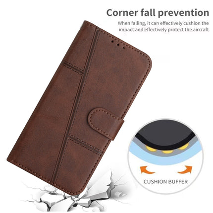 For Samsung Galaxy A03 Core Stitching Calf Texture Buckle Leather Phone Case(Brown)
