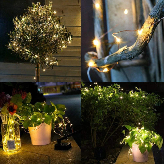 20m 200LED Solar Outdoor Waterproof Silver Wire Light String (Warm White Light)