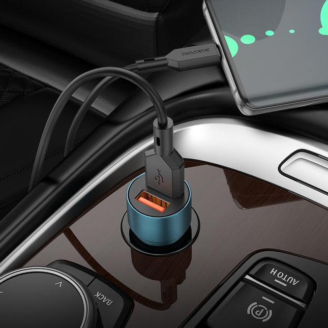 BOROFONE BZ19 Wisdom Dual USB Ports Car Charger(Blue)