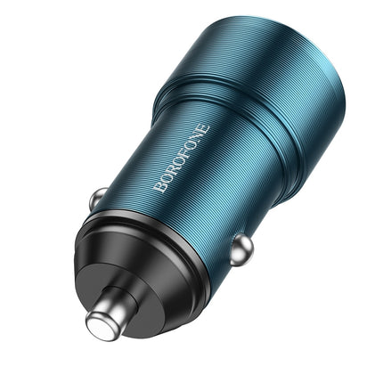 BOROFONE BZ19 Wisdom Dual USB Ports Car Charger(Blue)