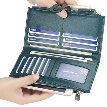 Baellerry  Ladies Long Large Capacity Buckle Zip Clutch Multi-Card Wallet(Pink)