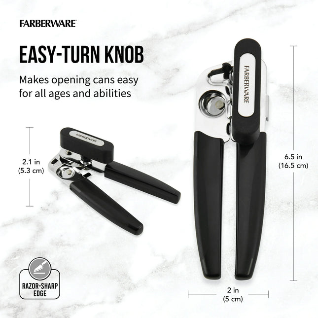 Faberware Professional Portable Can Opener with Black Handle