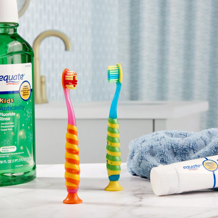 Equate Kids Ages 3 to 6 Years, Manual Soft Bristle Toothbrush, 2 Count