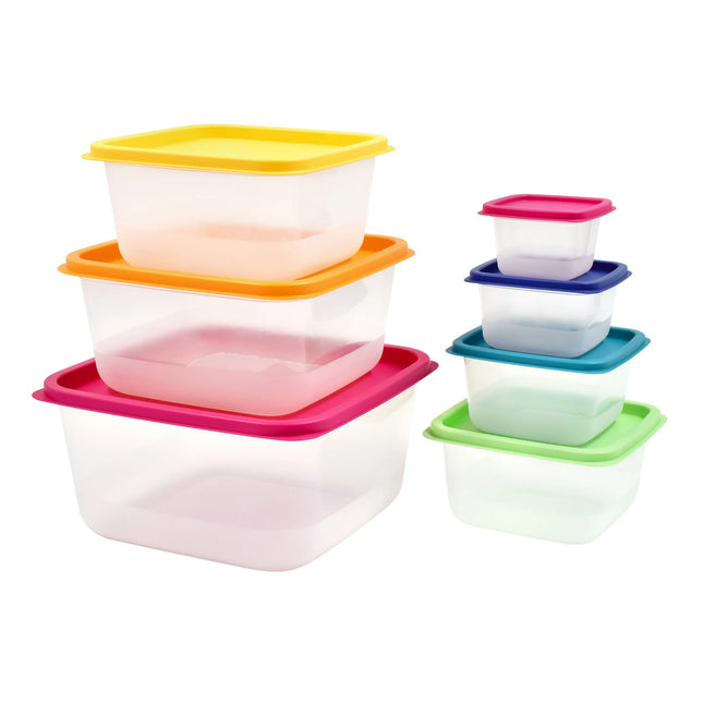 Mainstays 14 Piece Rainbow Plastic Food Storage Set, Pink Rainbow