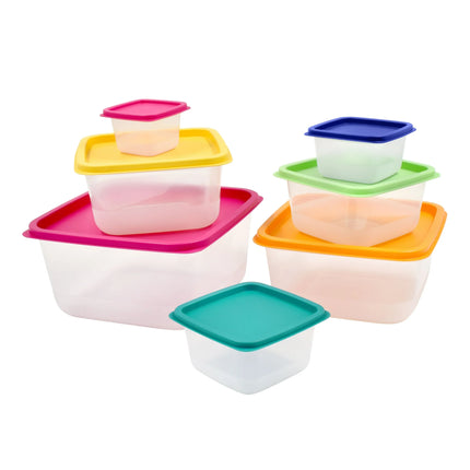 Mainstays 14 Piece Rainbow Plastic Food Storage Set, Pink Rainbow